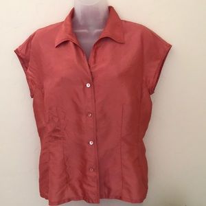 Vintage Talbots Silk Blend Salmon Cap Sleeve Top